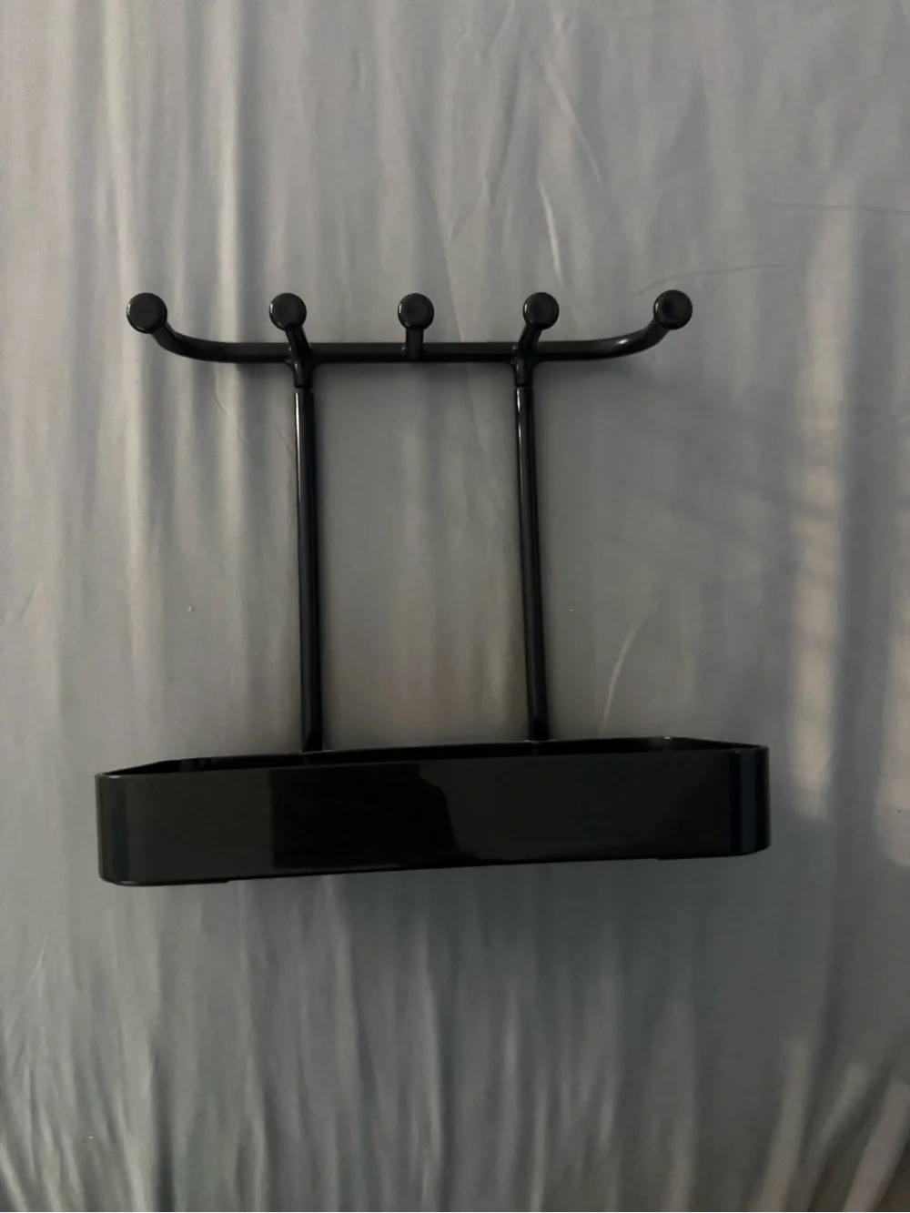 Amazon Black Wall-Mounted Hook Shelf with Four Hooks